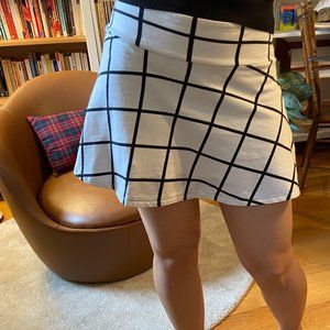 Monki flared terry mini-skirt with checked pattern